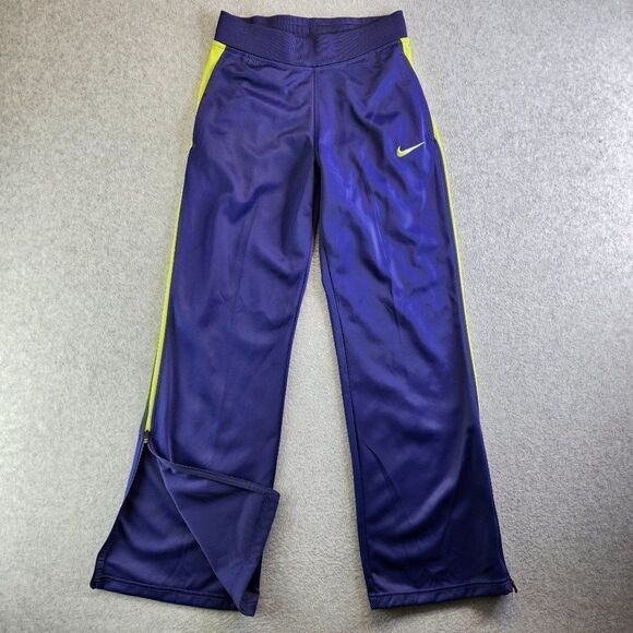 Nike Pants Womens XS Purple Wide Leg Zippered Ankles Zip Pockets Drawstring - Picture 1 of 16